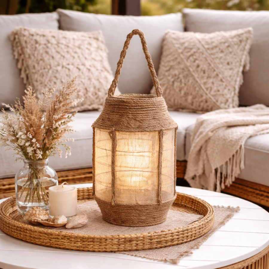 Latarenka jutowa Boho high