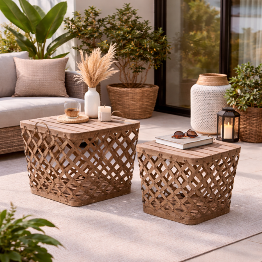 Latarenki Pufy Kosze zestaw 2 sztuki - Inart