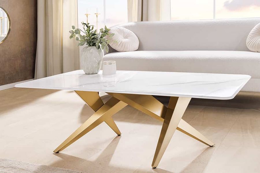 Ława Art Living 130 cm biały marmur - Invicta Interior