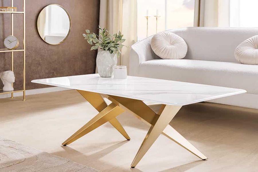 Ława Art Living 130 cm biały marmur - Invicta Interior