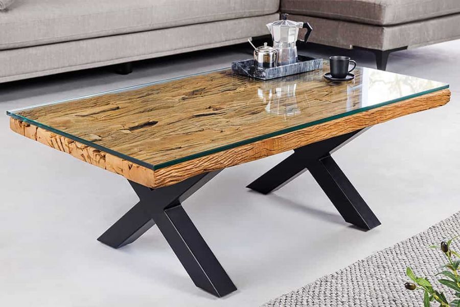 Ława Barracuda drewno z recyklingu 110 cm - Invicta Interior