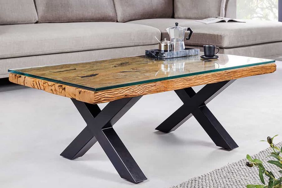 Ława Barracuda drewno z recyklingu 110 cm - Invicta Interior