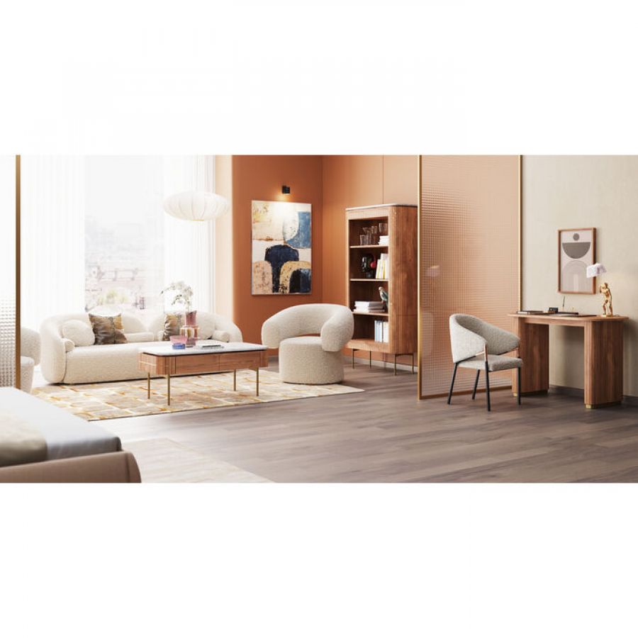 Ława drewniana Grace z marmurowym blatem 110 cm - Kare Design