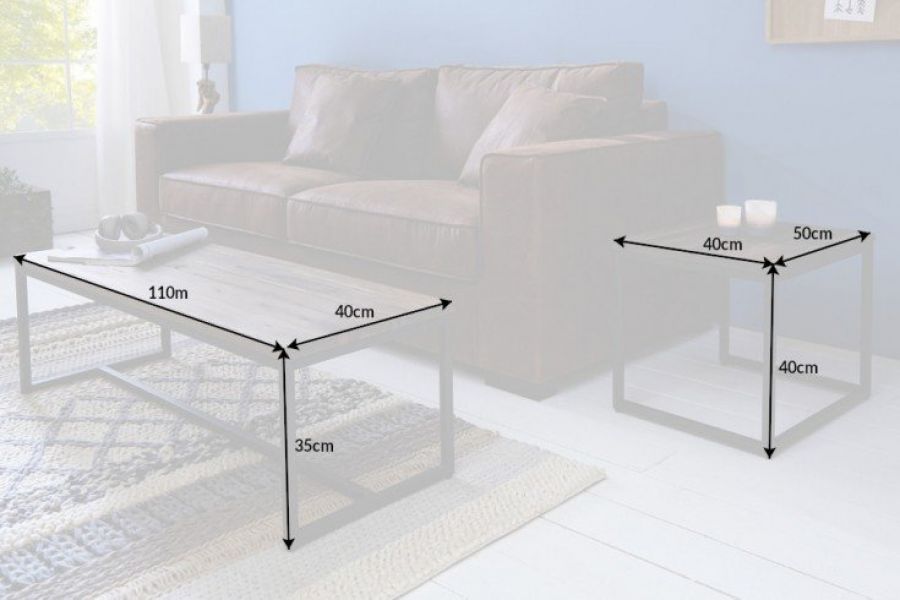 Ława Elements Long zestaw 2 szt drewno akacjowe - Invicta Interior