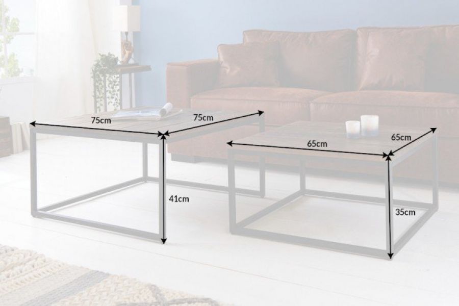 Ława Elements zestaw 2 szt drewno akacjowe  - Invicta Interior