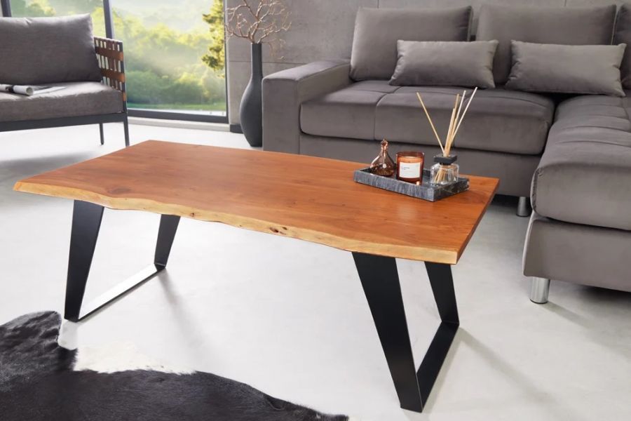Ława stolik drewniany Organic Artwork 115 cm - Invicta Interior