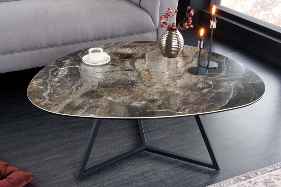 Ława stolik Marvelous 90 cm ceramiczny marmur taupe - Invicta Interior