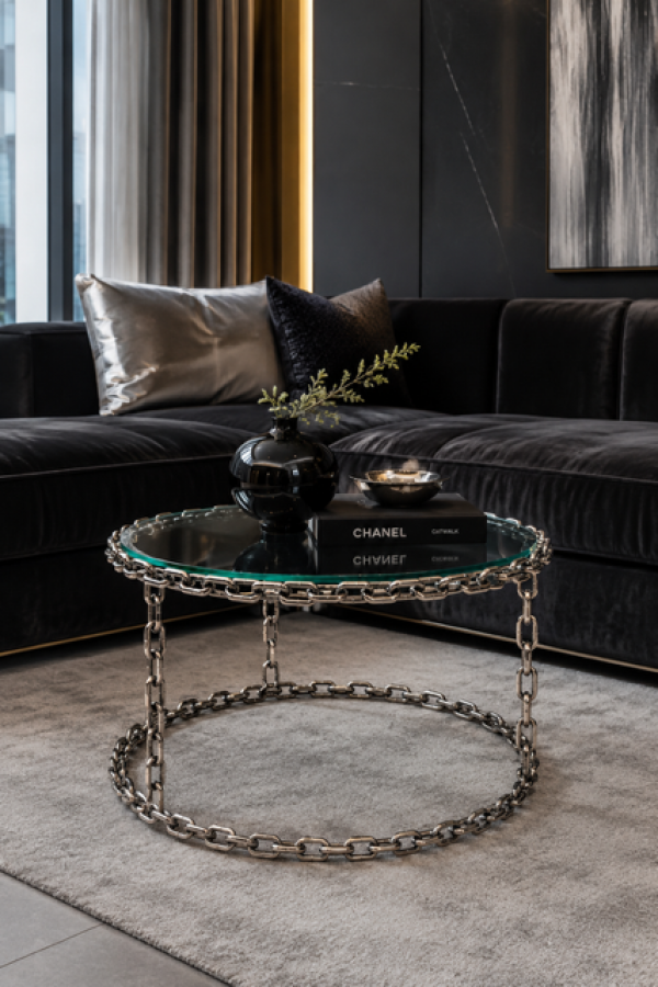 Ława stolik szklany Chains 65cm - Invicta Interior