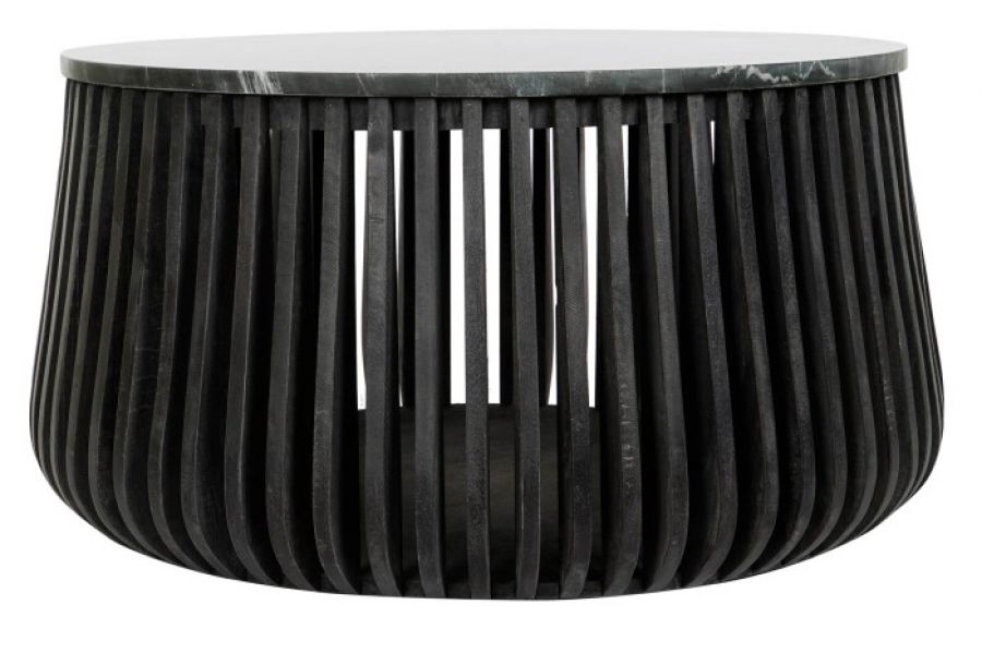Ława Stripes marmur drewno mango 90 cm czarna - Item International