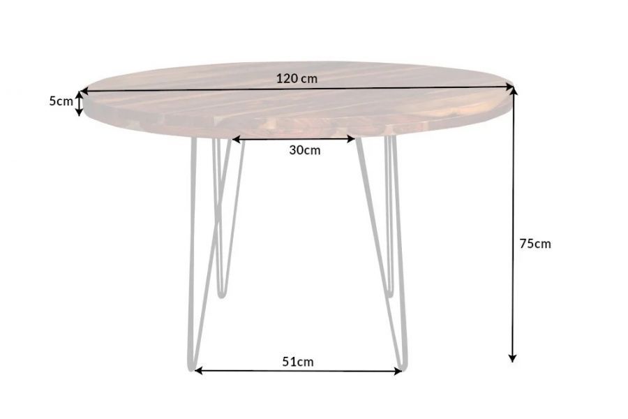 Stół Makassar drewniany okrągły 120 cm - Invicta Interior