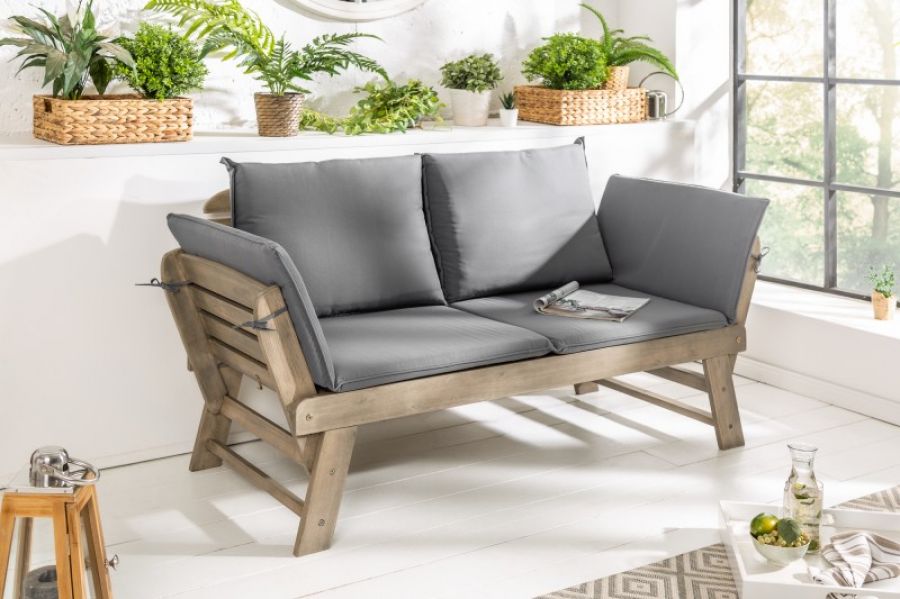 Sofa ogrodowa Modular drewno akacjowe szara - Invicta Interior