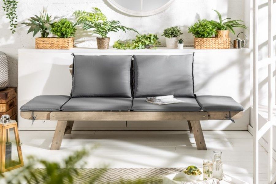 Sofa ogrodowa Modular drewno akacjowe szara - Invicta Interior