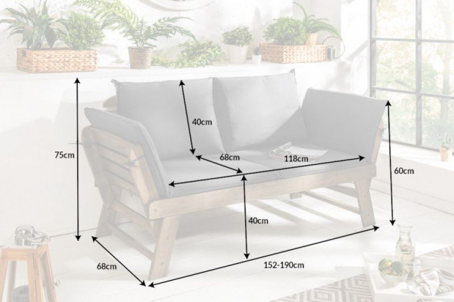 Sofa ogrodowa Modular drewno akacjowe szara - Invicta Interior