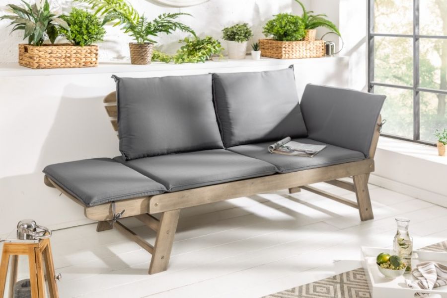 Sofa ogrodowa Modular drewno akacjowe szara - Invicta Interior