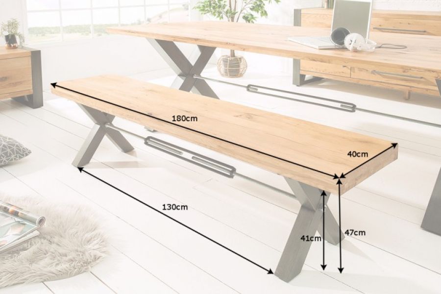 Ławka Thor drewniana 180cm  - Invicta Interior