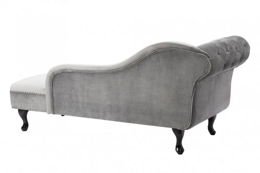 Leżanka Szezlong Chesterfield Recamiere srebrna szara  - Invicta Interior