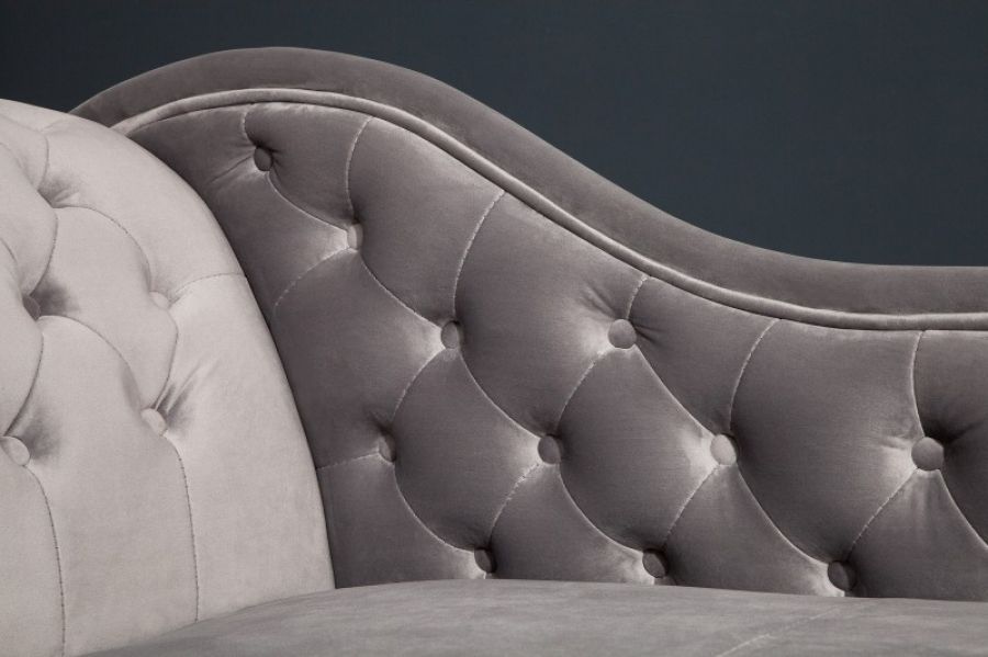 Leżanka Szezlong Chesterfield Recamiere srebrna szara  - Invicta Interior