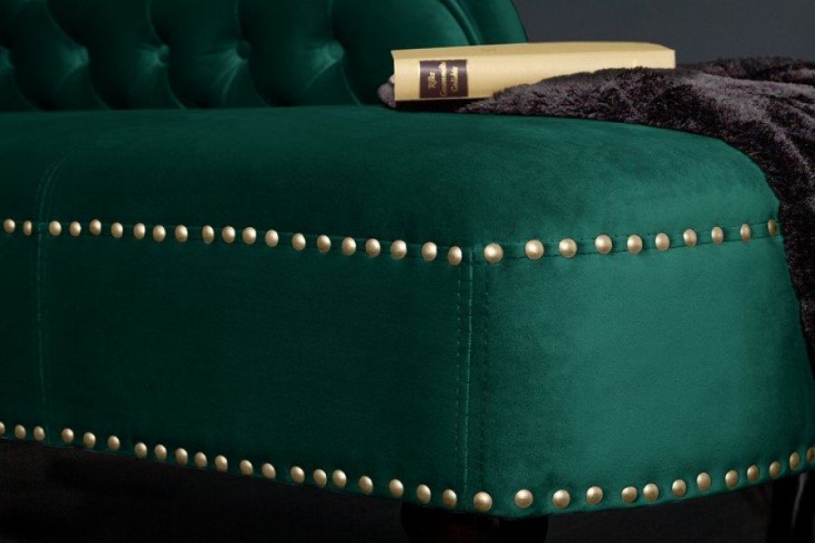 Leżanka Szezlong Chesterfield zielony szmaragdowy aksamit - Invicta Interior