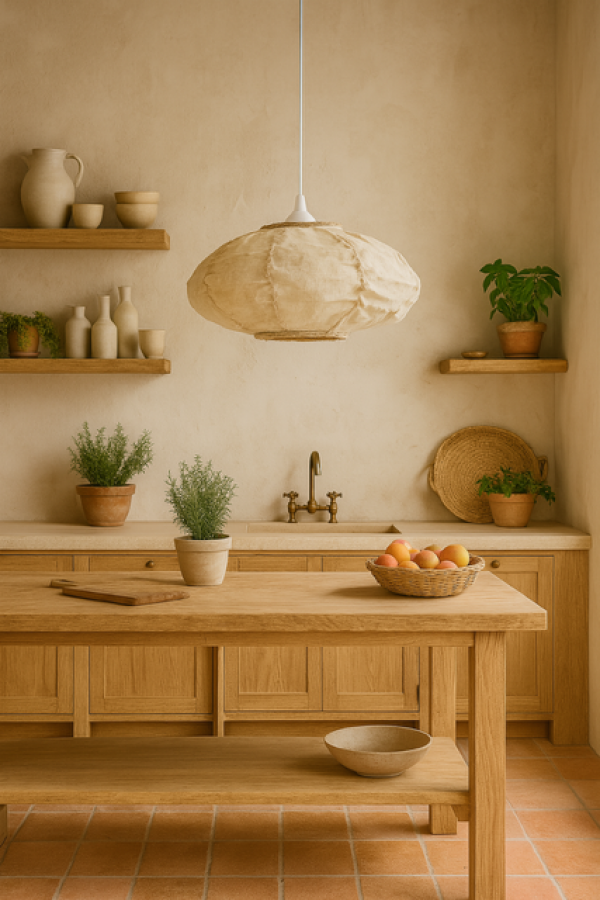 Lniana Lampa wisząca Japandi  - Item International