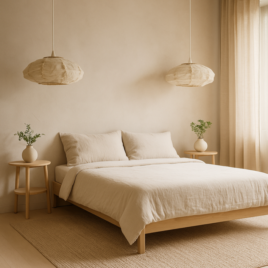Lniana Lampa wisząca Japandi  - Item International