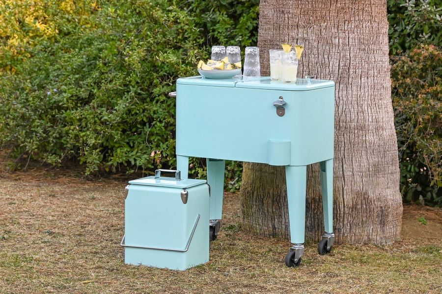 Lodówka retro ogrodowa na kółkach turkusowa - Item International