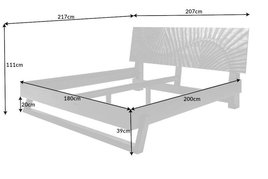 Łóżko drewniane Scorpion drewno mango 180x200 cm - Invicta Interior