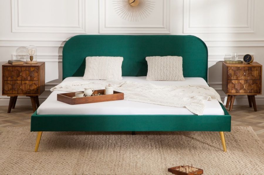 Łóżko Famous 160x200 cm zielone szmaragdowe - Invicta Interior