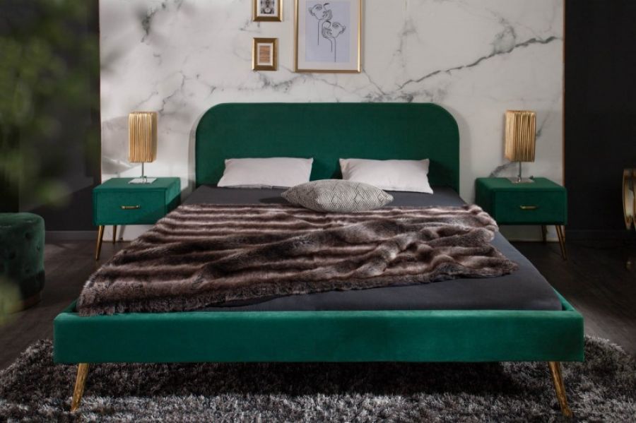 Łóżko Famous 160x200 cm zielone szmaragdowe - Invicta Interior