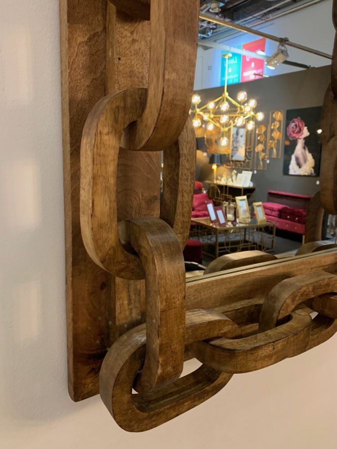 Lustro Chain drewniane  - Inart
