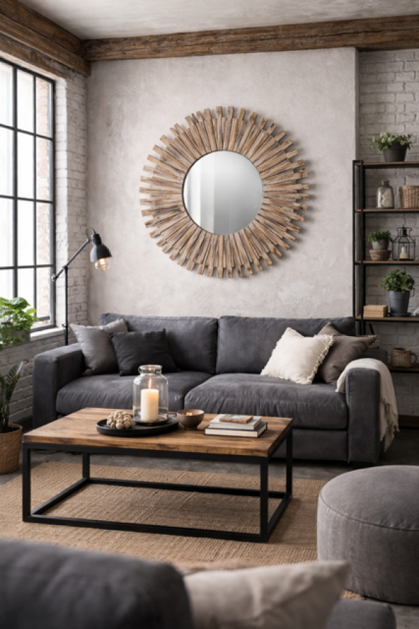 Lustro Farm drewniane 88cm