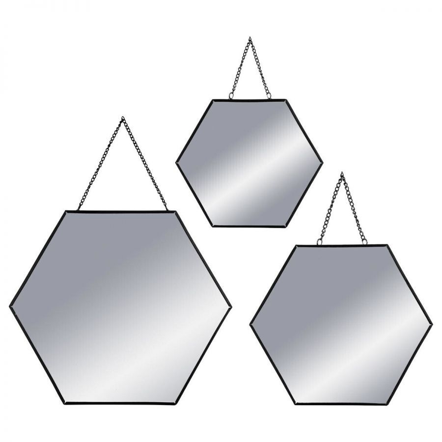 Lustro Hexagon 3 szt czarne - Atmosphera