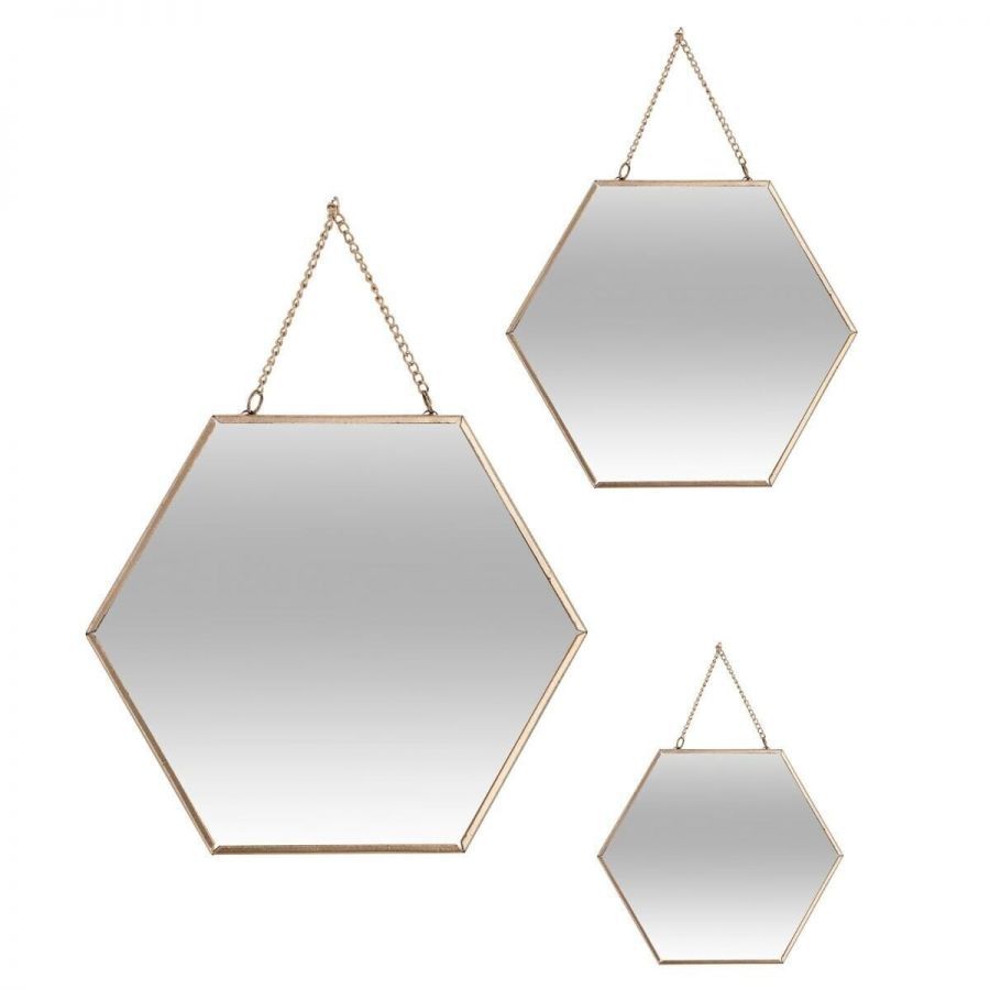 Lustro Hexagon 3 szt złote - Atmosphera