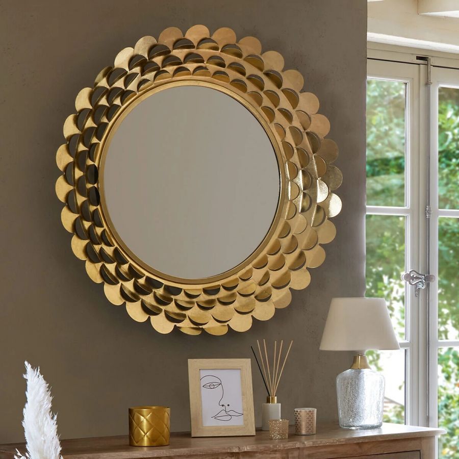 Lustro Kwiat glamour złote 91cm - Atmosphera