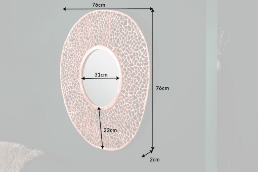 Lustro Leaf S 76cm miedziane - Invicta Interior