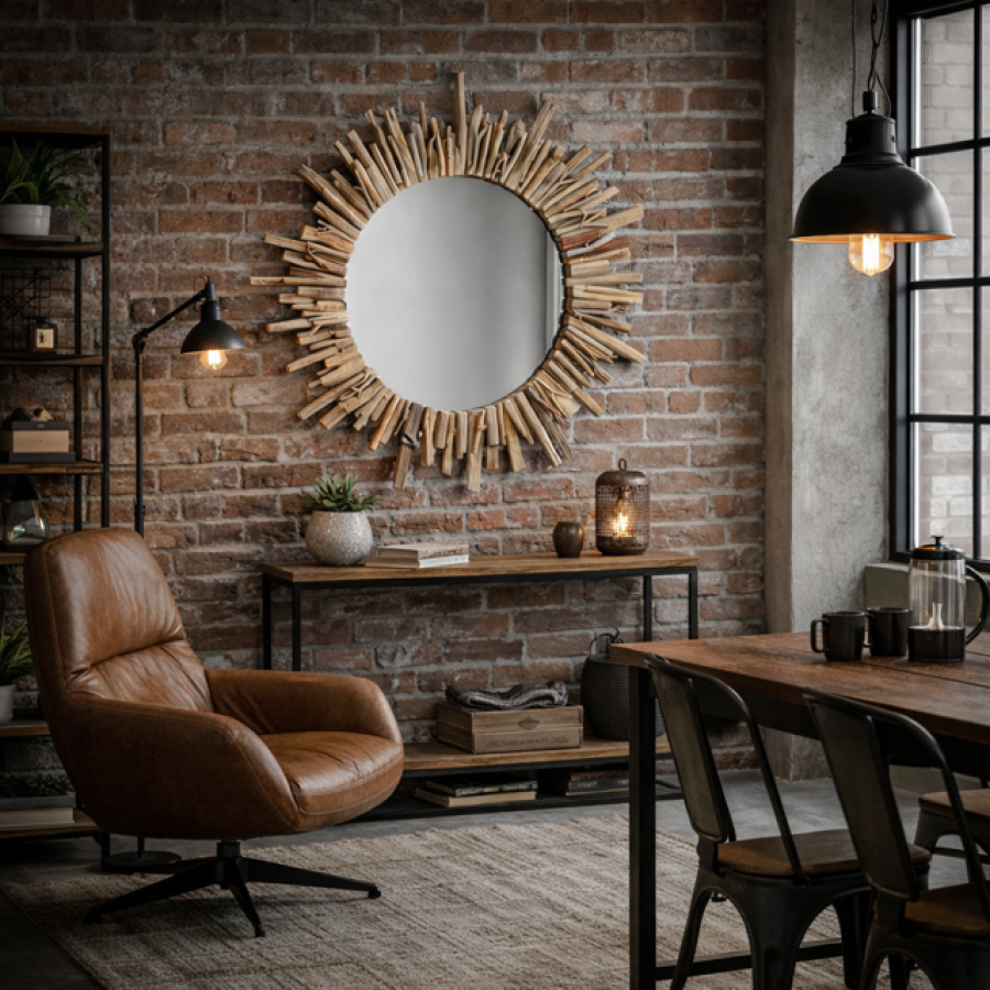 Lustro Legno drewniane 82cm - Kare Design