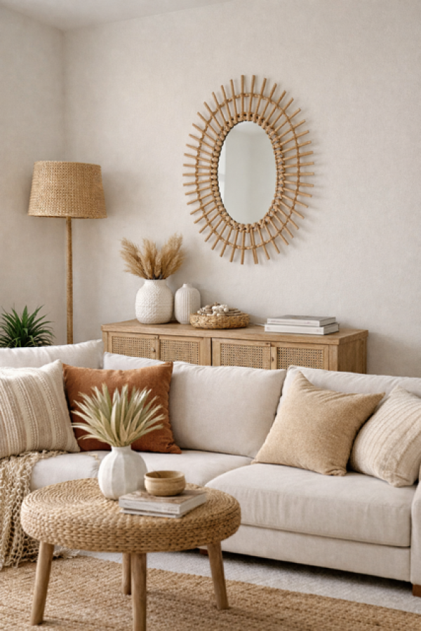 Lustro rattanowe owalne - Atmosphera