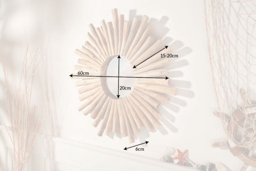 Lustro Riverside 60 cm drewno teak  - Invicta Interior