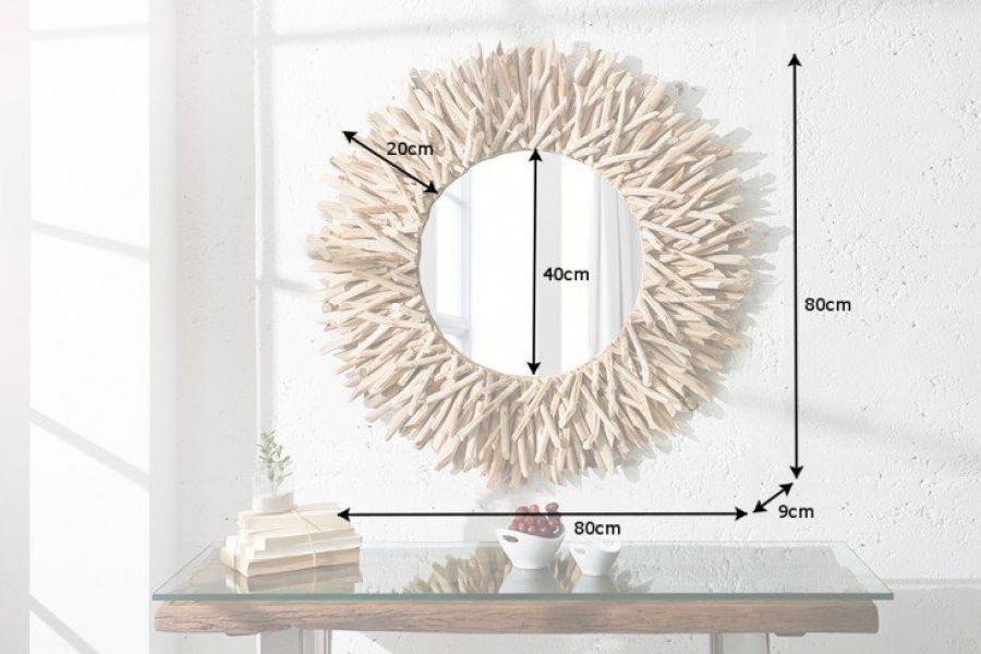 kat.II Lustro Riverside 80 cm drewniane - ekspozycyjne