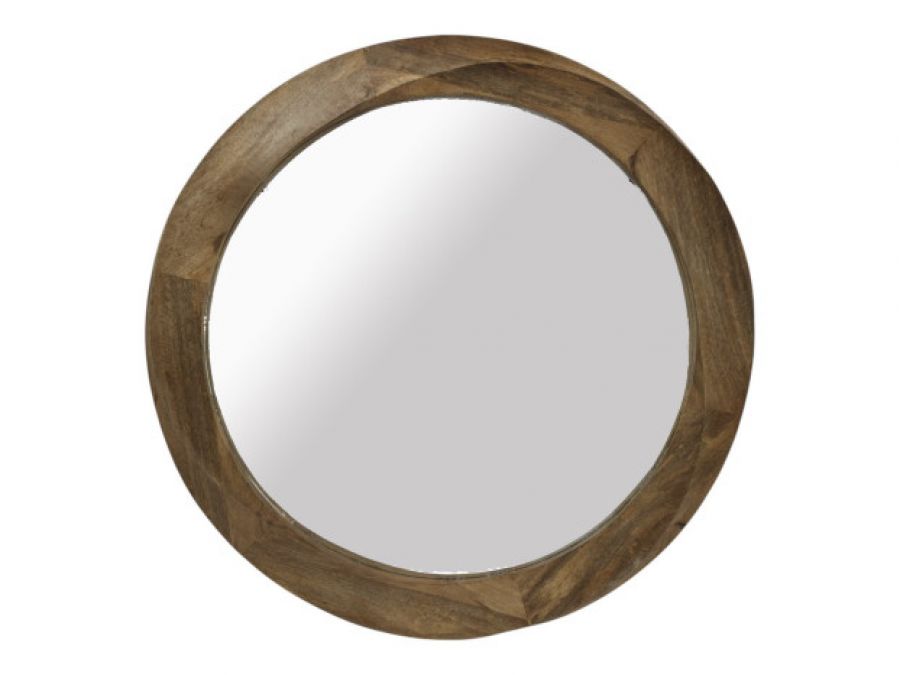 Lustro ścienne okrągłe drewno mango 90 cm