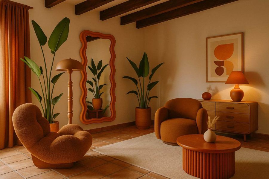 Lustro Wave Fala orange - Invicta Interior