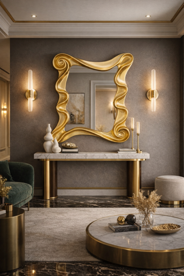 Lustro Wonderland złote 130x107 - Kare Design