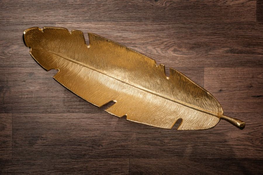 Misa dekoracyjna Pióro Gold Leaf złota  - Invicta Interior