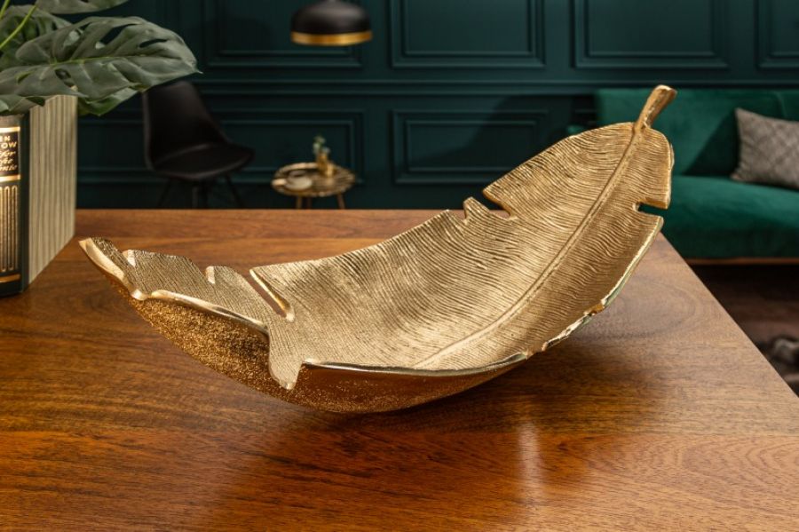 Misa dekoracyjna Pióro Gold Leaf złota  - Invicta Interior