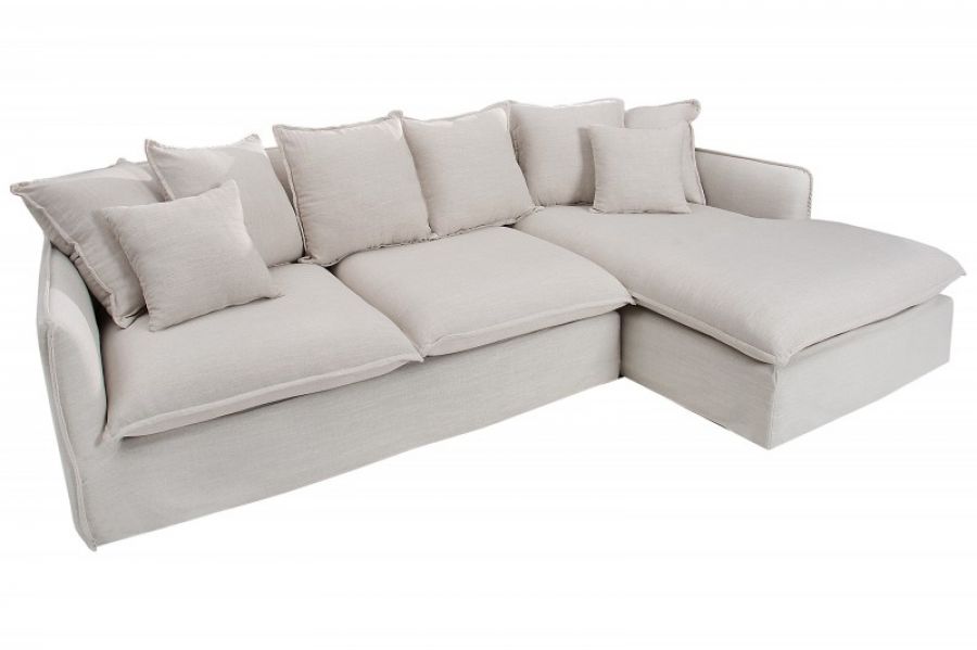 Narożnik Sofa Heaven rustykalny lniany kolor natur  - Invicta Interior