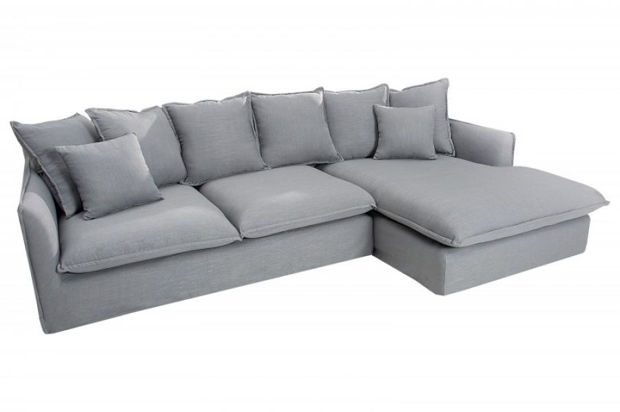 Narożnik Sofa Heaven rustykalny lniany szary  - Invicta Interior