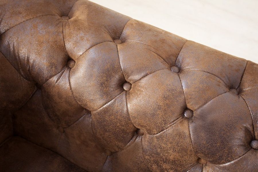 Narożnik sofa narożna Chesterfield antik brown ottoman lewy - Invicta Interior