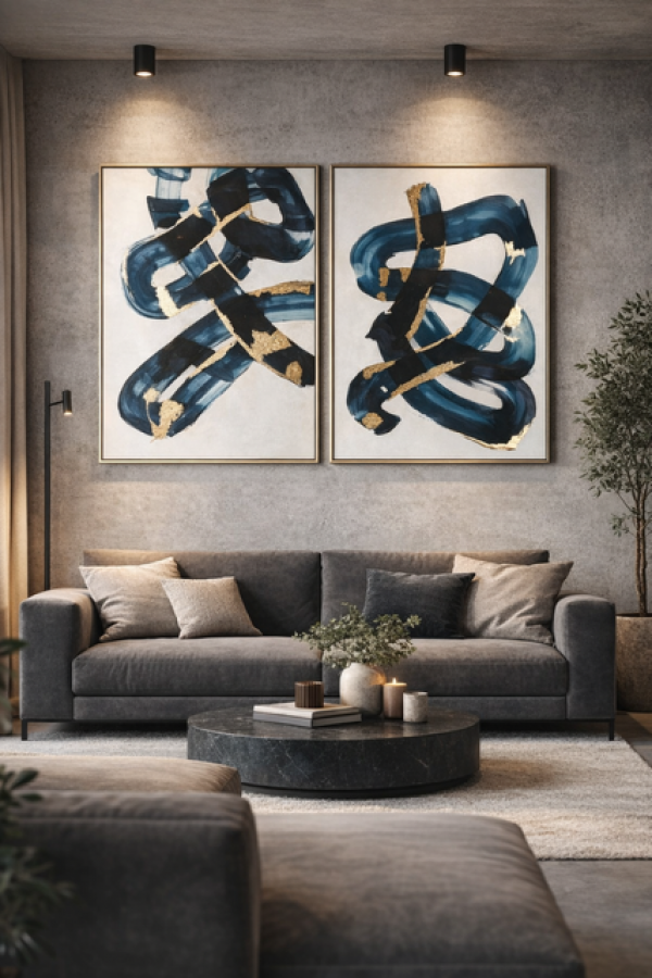 Obraz Abstract w złotej ramie 90x120