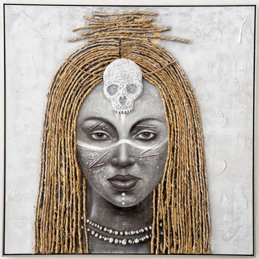 Obraz African malowany ręcznie 120x120 cm
