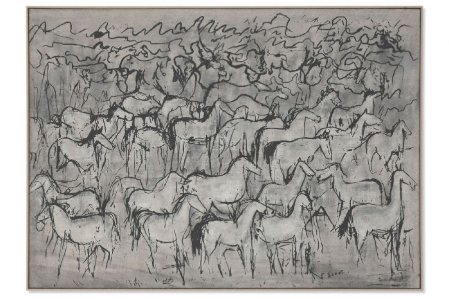 Obraz jutowy Horses 140x100 cm