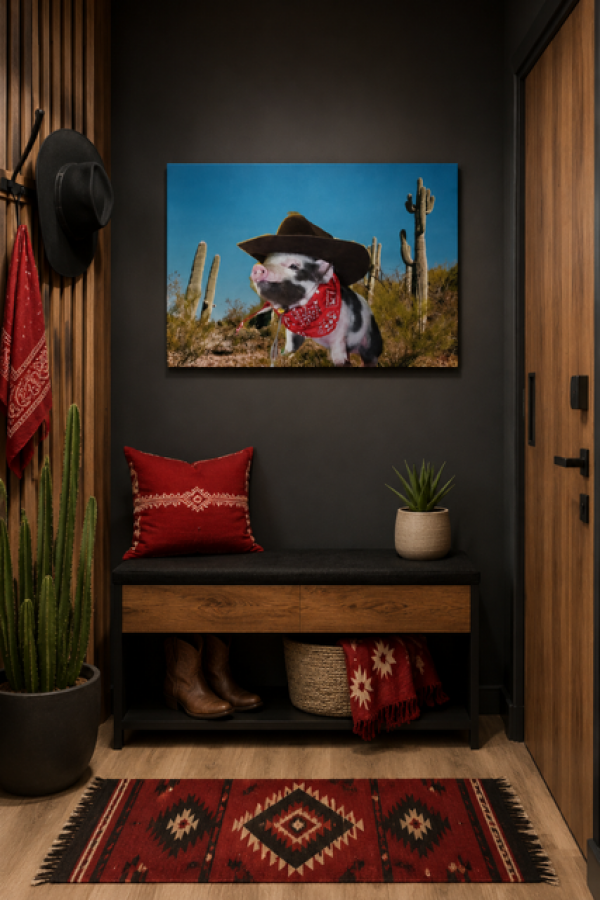 Obraz olejny Cowboy Pig 80x60 - Kare Design